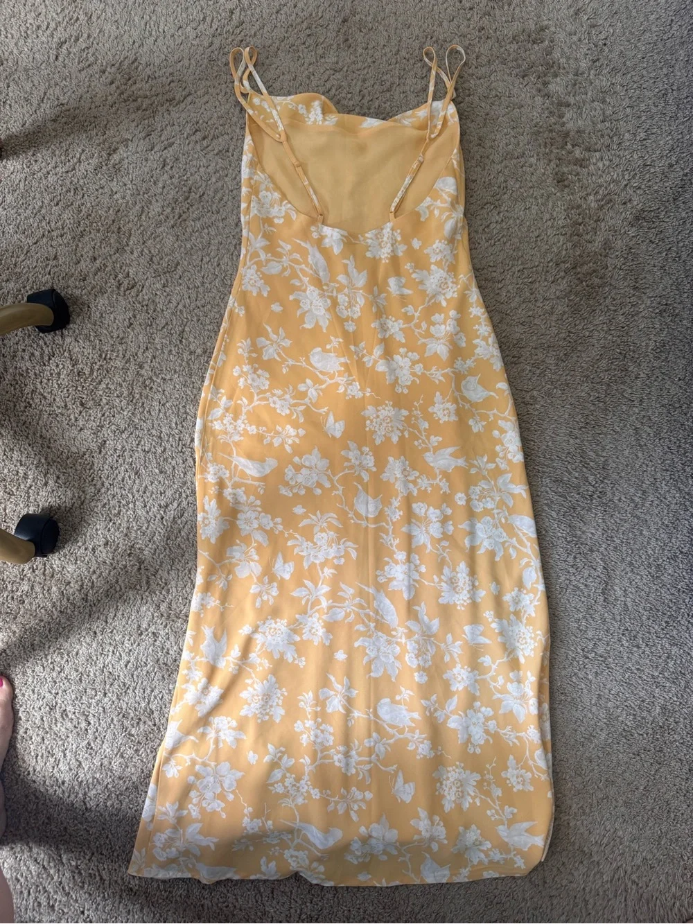 ABERCROMBIE & FITCH Women's Yellow Floral Slip Cowl Neck Summery Dress Small P